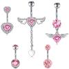 Micro-inlay duplo amor umbigo unha ultra-flash zircão asas de anjo pingente menina quente sexy umbigo anel piercing umbigo ornamento