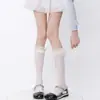 Meias Lolita Mary Jane de renda para panturrilha feminina finas JK meias com laço lolita meias felpudas