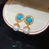 Brincos de franja com contas de zircônia azul vintage, estilo retrô francês, luxo leve e sensação de alta qualidade