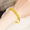 Pulseira de Contas Flor com Gravação a Laser em Ouro Laminado Cubo de Açúcar Pequeno Design de Nicho Ouro Imitação Pulseira Minimalista de Contas