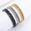 Directo de Fábrica Europeo y Americano Simple Acero Inoxidable Doble Tejido Cuatro Lados Pulido Pulsera Cadena Cubana Hip Hop para Hombre Pulsera de Acero de Titanio