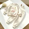 Conjunto Feminino Estilo Coreano Novo para Primavera e Outono 2026: Conjunto Duas Peças com Moletom de Manga Longa Estampado em Nuvem e Calça Jogger