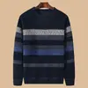 2026 Novo Suéter Masculino de Veludo Cotelê Gola Redonda Espessado Listrado Moda Peça Única Veludo Malha Quente Masculino