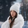 Gorra Jiayi de Diamante Brillante Gorro de Lana Grueso y Cálido con Forro Polar Estilo Coreano Versátil Protección para las Orejas Gorro Tejido de Pelo de Conejo