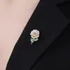 Broche para Mulheres, Broche Pequeno de Flor Rosa com Zircônia Completa, Broche de Cristal Estéreo de Zircônia Azul, Broche Elegante de Cristal