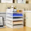 Suporte de Mesa para Arquivos A4 Caixa Organizadora de Material de Escritório Suporte de Armazenamento Multicamadas para Estação de Trabalho
