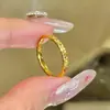 Anel de Gelo Picado para Mulheres, Gypsophila Dourada de Casal, Anel Dourado de Gelo Picado, Anel Círculo Fino Liso, Atacado