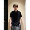 Camiseta Henley Cinza Escuro de Linho Sintético para Homem, Polo de Manga Curta Relaxada Estilo Old Money, Manga Meia-Manga com Ombro Normal Estilo Americano