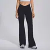 Pantalones de Nylon Mate de Pierna Ancha con Tiro Alto, Color Durazno, Levanta Glúteos, Acampanados, Sin Costuras, Secado Rápido, para Yoga, Fitness, para Mujer