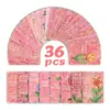 Tarjetas de Felicitación con Borde Floral Rosa Set de 36 Piezas Materiales de Journaling Estilo Ins Decoración de Pared Tarjetas de Te Extraño Estilo Nuevo