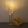Candelabro de ferro de 8 braços para casamento com cobertura acrílica, decoração de iluminação de corredor, ornamentos de corredor galvanizados
