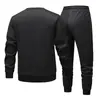 Conjunto europeo premium de lana de cordero transfronterizo, chaqueta de cuello redondo para hombre, traje de deportes de invierno para hombre con forro polar y engrosado, cárdigan para hombre