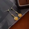 Estilo Chino Nuevos Pendientes Antiguos Chinos de Flor de Jazmín Pendientes Retro Dorados Pendientes de Diseño de Lujo Ligero de Moda de Alta Gama