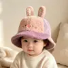 Chapéu infantil para outono e inverno, boné de beisebol de lã de cordeiro quente e à prova de vento com aba larga, fofo e moderno para meninos e meninas