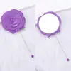 Espejo de tocador con flor de rosa simple, espejo de maquillaje floral de alta definición con mango, estilo europeo, mismo modelo, espejo pequeño
