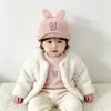 Gorra de Felpa para Bebé de 2 Años, Cálida, Plegable, con Orejas de Conejo y Cara Sonriente, Gorra Plana de Ala Suave para Niños, Otoño Temprano