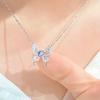Collar de mariposa de corazón púrpura, collar de mariposa de sueño de noche de verano, diseño de nicho femenino, cadena de clavícula de alta calidad