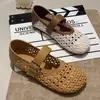 Nuevos Zapatos Mary Jane Tejidos Retro de Verano 2026 para Mujer, Tacón Plano Hueco con Correa Única, Suela Suave, Zapatos de Boca Baja Versátiles de Una Sola Correa