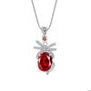 Anillo abierto de rubí con forma de huevo y lazo de diamantes, anillo de diamantes rosas con lazo, collar con colgante de temperamento femenino, traje
