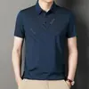 Camiseta Masculina de Manga Curta, Novo Estilo de Verão, Camisa Polo de Manga Meia-Manga com Gola, Fina, Roupas Masculinas Sem Costura para Jovens e Meia-Idade, Top Estampado