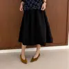 Sapatos de Trabalho Femininos Verão 2026 Novo Estilo Retro Francês Bico Fino Camurça Salto Grosso Solado Macio Slip-On
