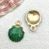 Serie Verde Kit de Materiales para Colgantes de Aleación Esmaltada de Conchas Marinas, Caracolas y Estrellas de Mar DIY Accesorios para Pendientes