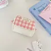 64233 Bolsa de Cosméticos Acolchada con Rayas Verticales Color Menta Diseño de Hebilla Rosa para Llevar Diariamente por Mujeres Bolsa de Almacenamiento para CD Cámara