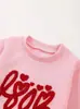 E2521 Unissex Transfronteiriço Masculino e Feminino Bebês e Crianças Roupa de Tricô para Bebê Manga Longa Macacão Coelho com Fecho de Pressão Bordado Amor