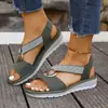 Sandalias Boca de Pez para Mujer Hebilla Metálica Transfronteriza Decoración de Comercio Exterior Cuerda de Cáñamo Sandalias de Cuña para Mujer Tallas Grandes