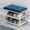 Gabinete Sencillo de Múltiples Niveles para Guardar Zapatos para la Entrada del Hogar, con Asiento, Cojín Suave de Hierro Forjado, Banco Multifuncional para Zapatos