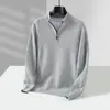 Novo Estilo Outono e Inverno 2025 Suéter 100% Lã Pura para Homens com Gola Meio Aberta, Toque de Luxo, Tricô de Cashmere Espesso e Quente