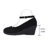 Estilo Novo Inverno 2025 Sapatos de Salto Anabela Baixo Bico Redondo com Uma Tira Direto do Fabricante Exportação Transfronteiriça Sapatos Femininos