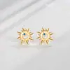 Pendientes Huecos de Sol con Diamante Azul de Diseño Único, Pendientes de Rosca para Mujer, Nuevo Estilo 2022, Accesorios para Orejas Simples y de Lujo Ligero
