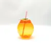 Producto de Venta Caliente en Comercio Exterior 2025 Taza con Forma de Fruta Taza de Caqui Naranja Taza con Popote de Plástico Taza para Bebidas Jugos Grado Alimenticio