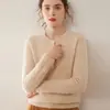 Suéter Jacquard de Cachemira de Moda con Cuello Redondo para Mujer, Suéter de Cuello Semiabierto, Nuevo Versátil Delgado de Punto Calado Base Otoño e Invierno 2026