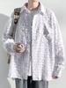 Camisa de manga larga con borlas a cuadros para hombre, nueva marca de moda de primavera y otoño, camisa elegante, estilo americano, diseño retro, chaqueta, abrigo.