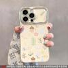 Funda 6D Galvanizada con Ventana Floral Miel para Teléfono Móvil Apple 15 iphone14/13 Soporte de Pulsera 12/11