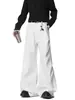 Calça larga plissada estilo americano para rua masculina, design de verão, calça de nicho de bainha curva até o chão com caimento, calça casual versátil