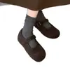 Zapatos para mujer con elevación interior, totalmente cerrados, de terciopelo plush, lana, mules, zapatos de algodón, Mary Jane, otoño e invierno, apertura poco profunda, cálidos, suela gruesa
