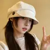 Gorra octagonal de estilo japonés con borde enrollado y botones para mujer, boina de alta costura, artística y versátil, hace que la cara se vea más pequeña, gorra de repartidor