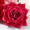 10cm Cabeza de Flor de Rosa Artificial de Terciopelo Tela de Seda Flor Artificial Corsage de Boda Decoración de Borde Enrollado Flor Falsa Venta al por Mayor de Fabricante