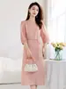 Vestido de Seda de Morera de Peso Pesado para Mujer, Nuevo Estilo Verano 2026, Cuello Redondo, Elegante y Moderno Vestido de Seda de Morera de Longitud Media