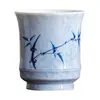 Caneca Mestra de Bambu com Tinta Pintada à Mão pelo Fabricante Caneca Única de Bambu Cinza-Grama Caneca Grande de Cerâmica para Chá Xícara Pessoal para Beber Chá