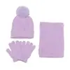 Amazon Temu Transfronterizo Otoño e Invierno Nuevo Traje de Punto Trenzado de Color Sólido Conjunto de Tres Piezas: Gorro, Bufanda y Guantes para Niños