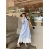 Vestido Camisero de Rayas Azules para Mujer Verano 2025 Nuevo Ropa de Vacaciones en la Costa Falda Larga Holgada de Gama Alta