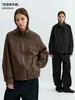 Yutang Estilo Old Money Sencilla y Elegante Chaqueta con Cuello Alto y Cremallera 26 Otoño/Invierno Corte Holgado Ropa Exterior Casual para Viajes de Negocios para Hombre
