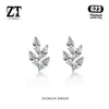 Aretes de Aleación de Titanio F136 Hoja Tallada con Precisión Incrustada Circonita Cartílago Auricular Roscados Internamente Labio Studs Cabezas de Joyería para Piercing de Titanio G23