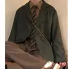 Traje de Estilo Callejero Retro Japonés de Primavera y Otoño para Hombres y Mujeres, Estilo Universitario, Blazer de Cuadros Finos Casual Holgado de Nicho, Chaqueta Tendencia