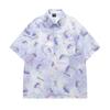 Camisa de Manga Corta con Diseño Jacquard de Fresa Tie-Dye Retro Americano para Hombre y Mujer Verano 2025 Nueva Camisa Holgada