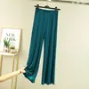 Pantalones acampanados finos versátiles de primavera y verano, pantalones de pierna ancha de cintura alta para mujer, pantalones largos holgados de algodón modal adelgazantes de talla grande